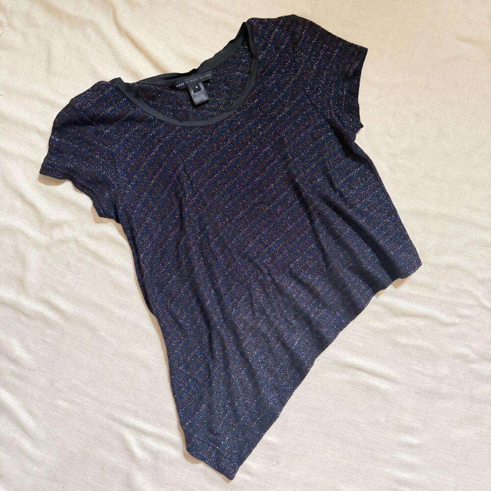 Marc Jacobs asymmetrical shimmery silk knit top Medium